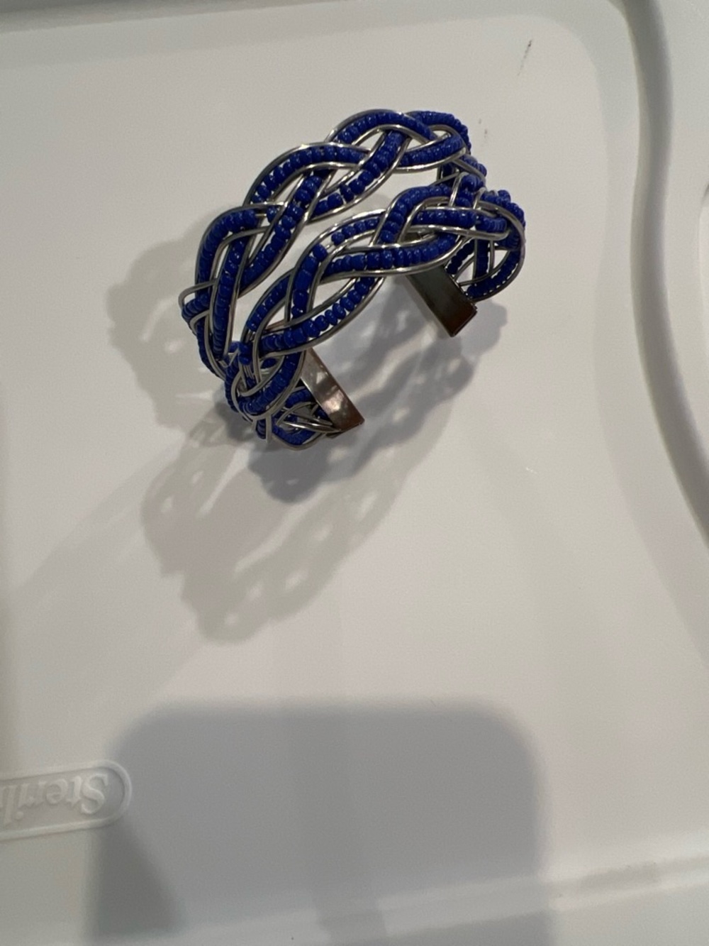 Blue Braided Enamel Cuff Bracelet